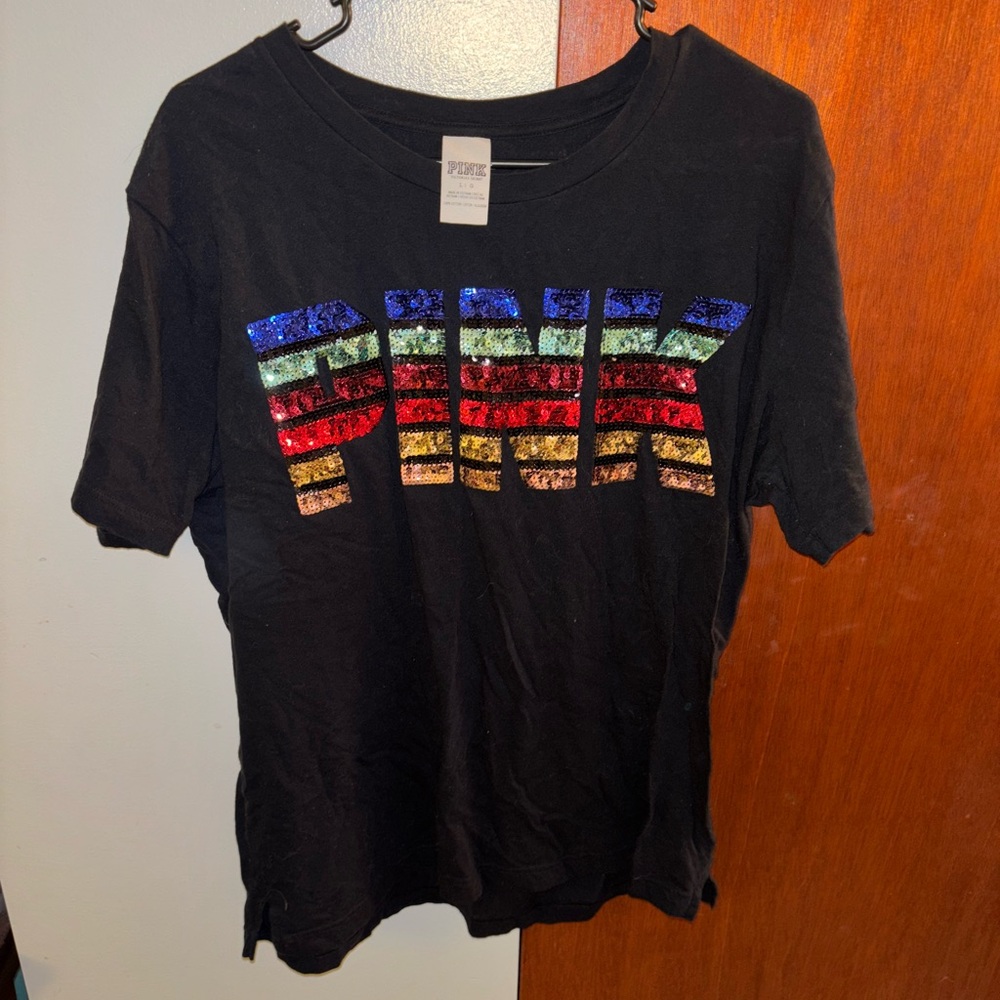 Victoria’s Secret Pink rainbow pride sequined tee